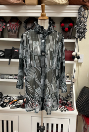 DAMEE MIXED BRUSHSTROKE LONG BLOUSE- 7103- BLK