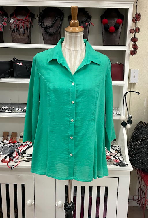 Fridaze AA224 - Veronica Button-Up Linen Blouse - ALOE