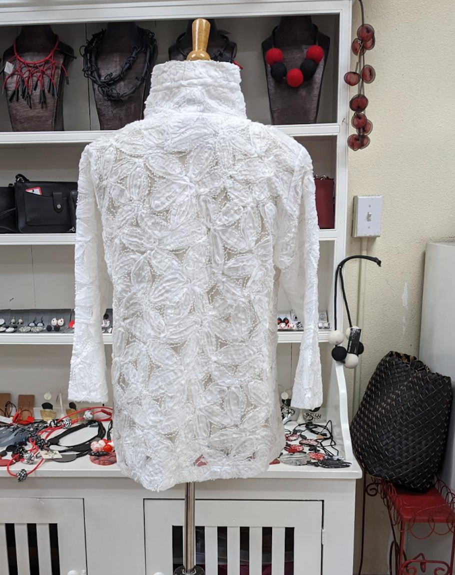 DAMEE Beaded Flower 3D Mesh JKT - 2381-WHITE