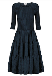 Alquema Multi 3/4 Sleeve Frill  Dress - MIDNIGHT