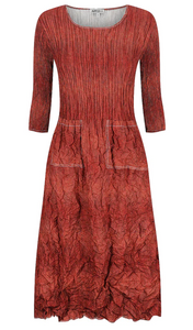 Alquema 3/4 Sleeve Smash Pocket  Dress - TANGERINE DENIM