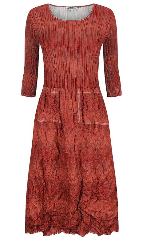 Alquema 3/4 Sleeve Smash Pocket  Dress - TANGERINE DENIM