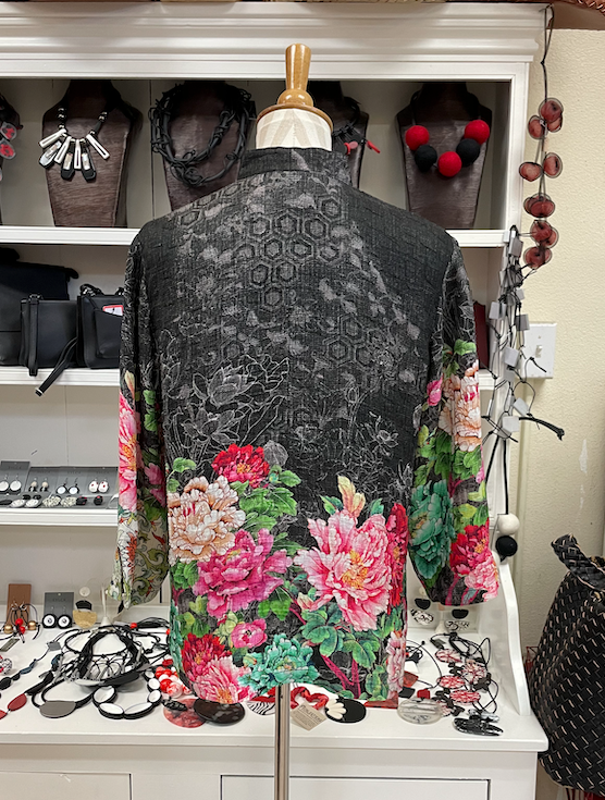 Citron "Attractive Flower Border" Silk Blouse - 1213AFB - S ONLY