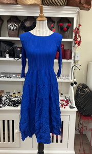 Alquema Multi 3/4 Sleeve Frill  Dress - ROYAL