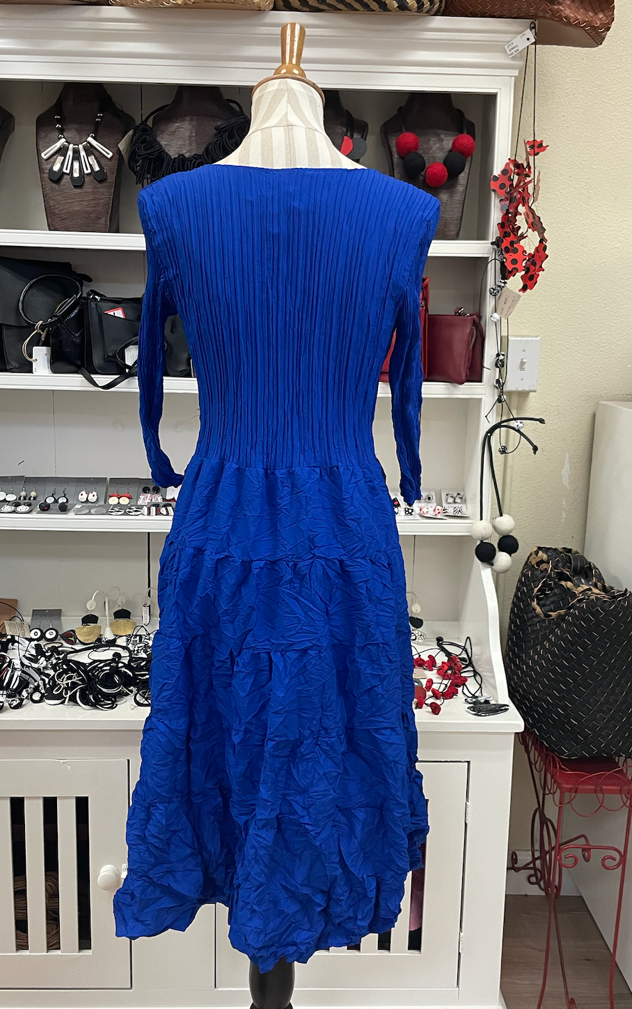 Alquema Multi 3/4 Sleeve Frill  Dress - ROYAL