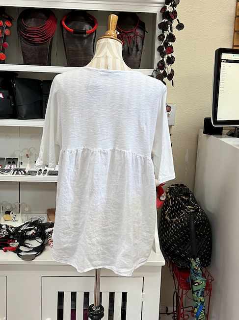 CUT LOOSE - Linen Combo Yoke Top - 5706111