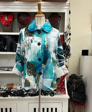 DAMEE OIL PAINTING WIDE BAL COLLAR JKT- 4877 - TRQ