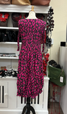 Alquema 3/4 Sleeve Smash Pocket  Dress - PINK LEOPARD