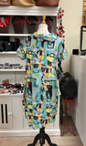 Shana Printed Cowl Neck Dress - 24314 - AQUA - 6