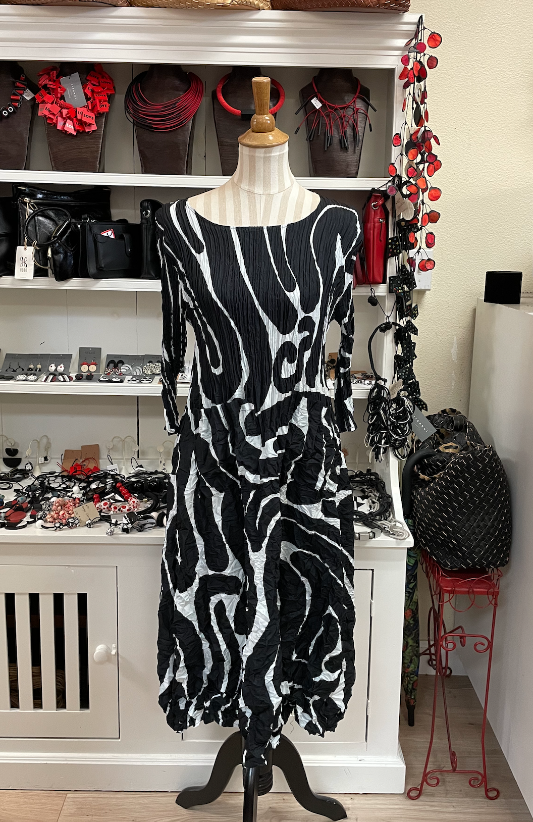 Alquema 3/4 Sleeve Smash Pocket  Dress - SCRIBBLE