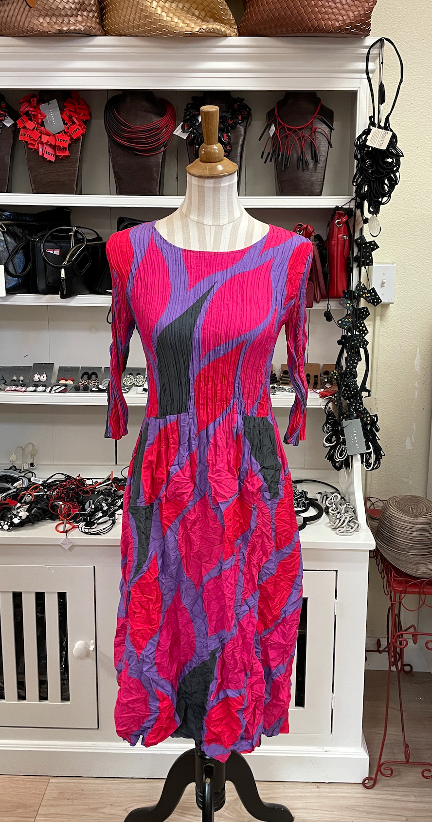 Alquema 3/4 Sleeve Smash Pocket  Dress - CAPER