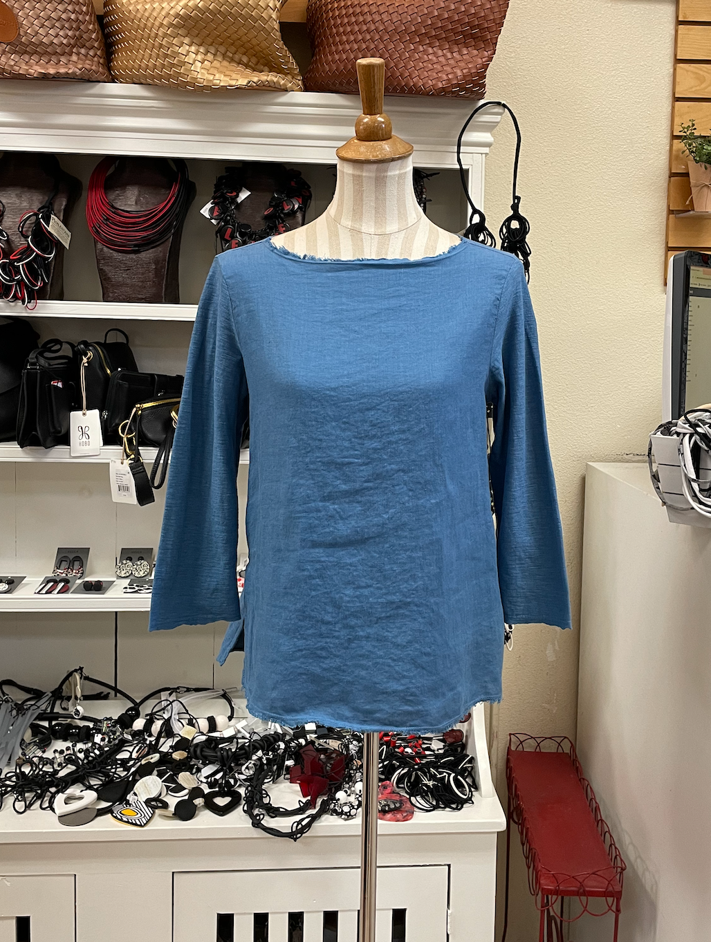 CUT LOOSE - Linen Combo 3/4 Slv Tee - 5707816