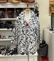 MOONLIGHT White & Black Scratch Print Button Down Top - 3448
