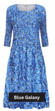 Alquema 3/4 Sleeve Smash Pocket  Dress - BLUE GALAXY