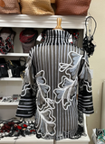 DAMEE FLOWERS & STRIPES SOUTACHE JACKET - 2407 - SILVER