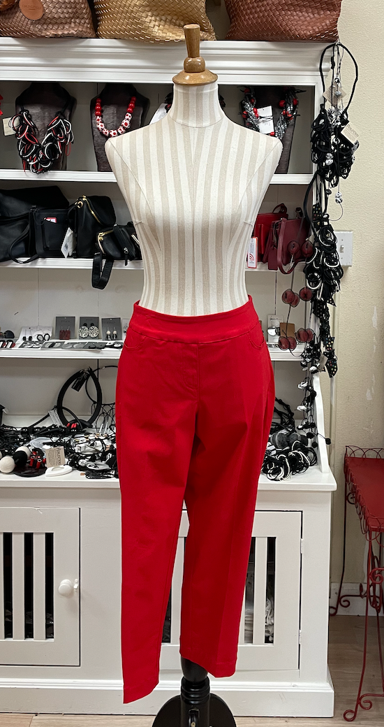 Slimsation CROP Pants With Pockets (M9038P)- RED