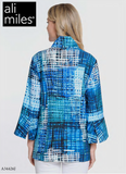 Ali Miles Printed Knit Mesh Button Front Jacket - A34426JM - ROYPRT