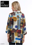 Ali Miles Printed Woven Button Front Blouse - A34817BM - ABSMLT