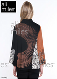 Ali Miles Knit Faux Suede Printed Jacket - A44506JM - BLACK