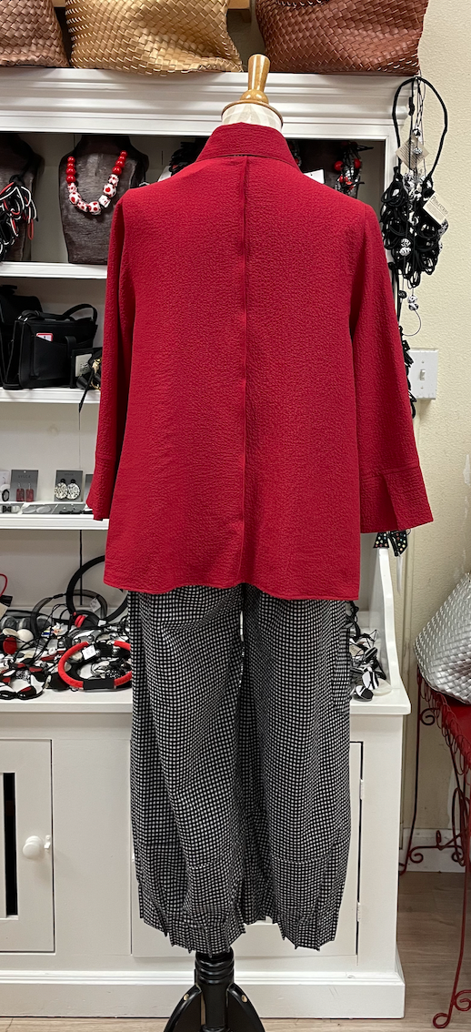 MOONLIGHT Red Button Down Collared Blouse - 3649