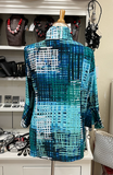 Ali Miles Printed Knit Mesh Button Front Jacket - A34426JM - ROYPRT