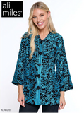 Ali Miles Knit Mesh Button FT Jacket - A34823JM - TURQ