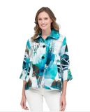 DAMEE OIL PAINTING WIDE BAL COLLAR JKT- 4877 - TRQ