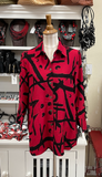 Ali Miles Printed Woven Button Front Blouse - A34816BM - SPYRED