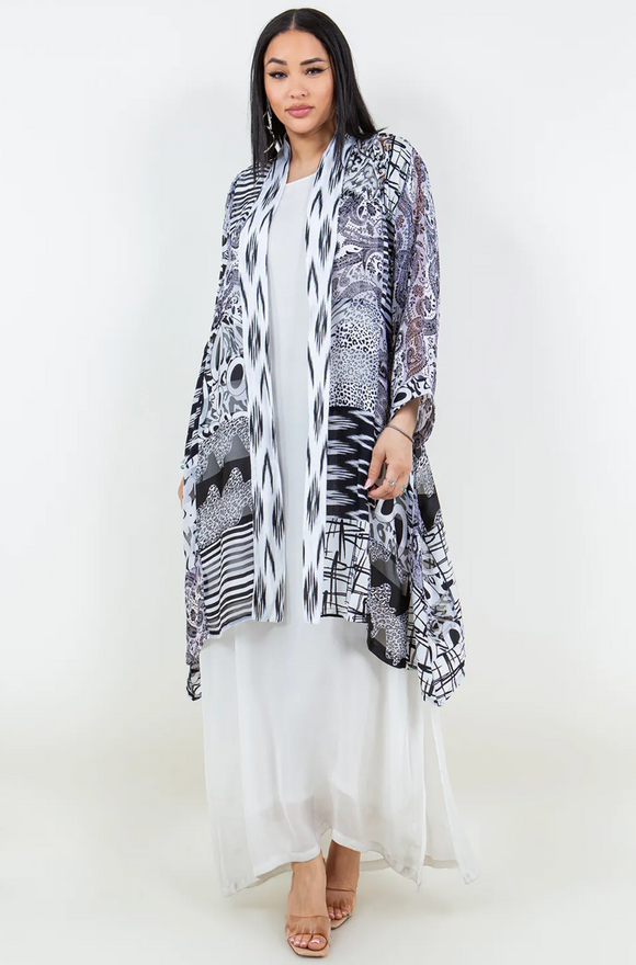 Sterling Style Happy Kimono - 5723HK BLACK/WHITE