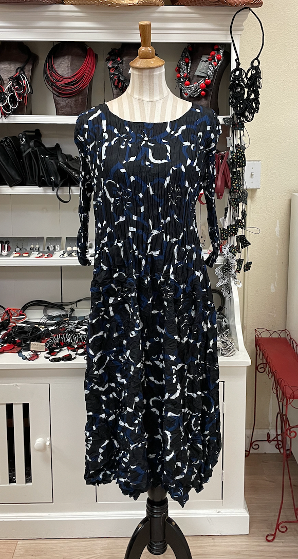 Alquema 3/4 Sleeve Smash Pocket  Dress - BLACK DYNASTY