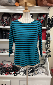 CUT LOOSE - Black/Natural Stripe Boatneck Top - 5995060 - UNDERSEA - XL ONLY