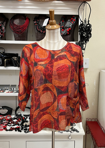 Shana Printed One Pocket Tunic - 24500 - RED