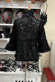 DAMEE FLORAL CHENILLE & SEQUINS PEPLUM JKT - 2411 - BLK