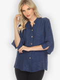 Citron "Solid Navy" Silk Blouse - 1213SSN