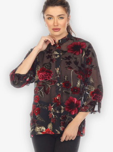 Citron "Flower Vine" Cut Velvet Blouse - 1213FVCV