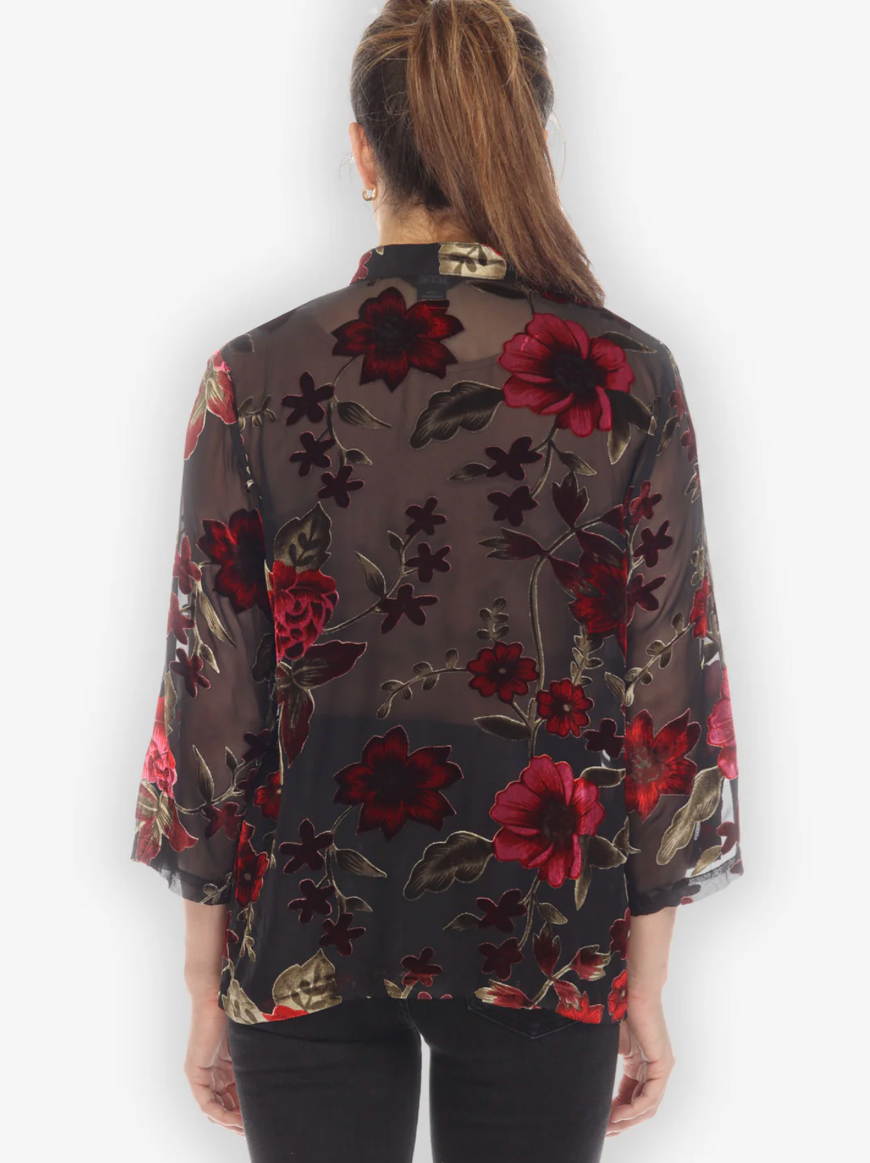 Citron "Flower Vine" Cut Velvet Blouse - 1213FVCV