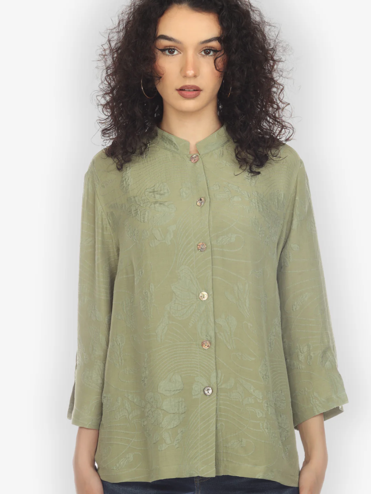 Citron "Solid Olive" Silk Blouse - 1213SSO