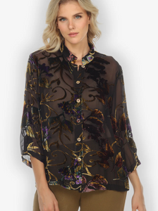 Citron "Gold Leaf and Flower" Velvet Blouse - 1213GLAF