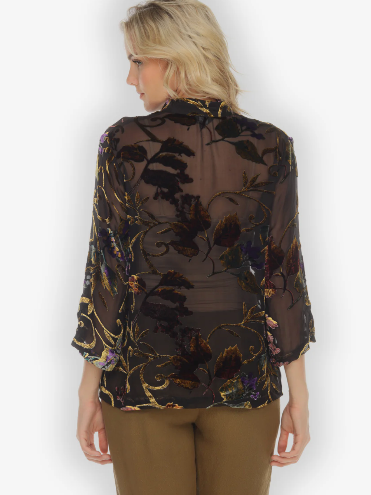 Citron "Gold Leaf and Flower" Velvet Blouse - 1213GLAF