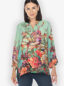 Citron "Colorful Dragonfly Floral" Silk Blouse - 1213CDF