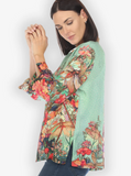 Citron "Colorful Dragonfly Floral" Silk Blouse - 1213CDF