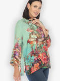 Citron "Colorful Dragonfly Floral" Silk Blouse - 1213CDF