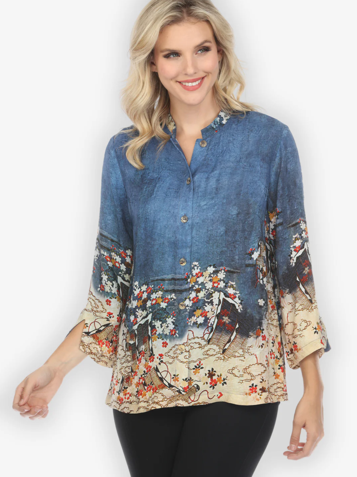 Citron "Ego Art Indigo" Silk Blouse - 1213EAI