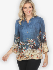 Citron "Ego Art Indigo" Silk Blouse - 1213EAI