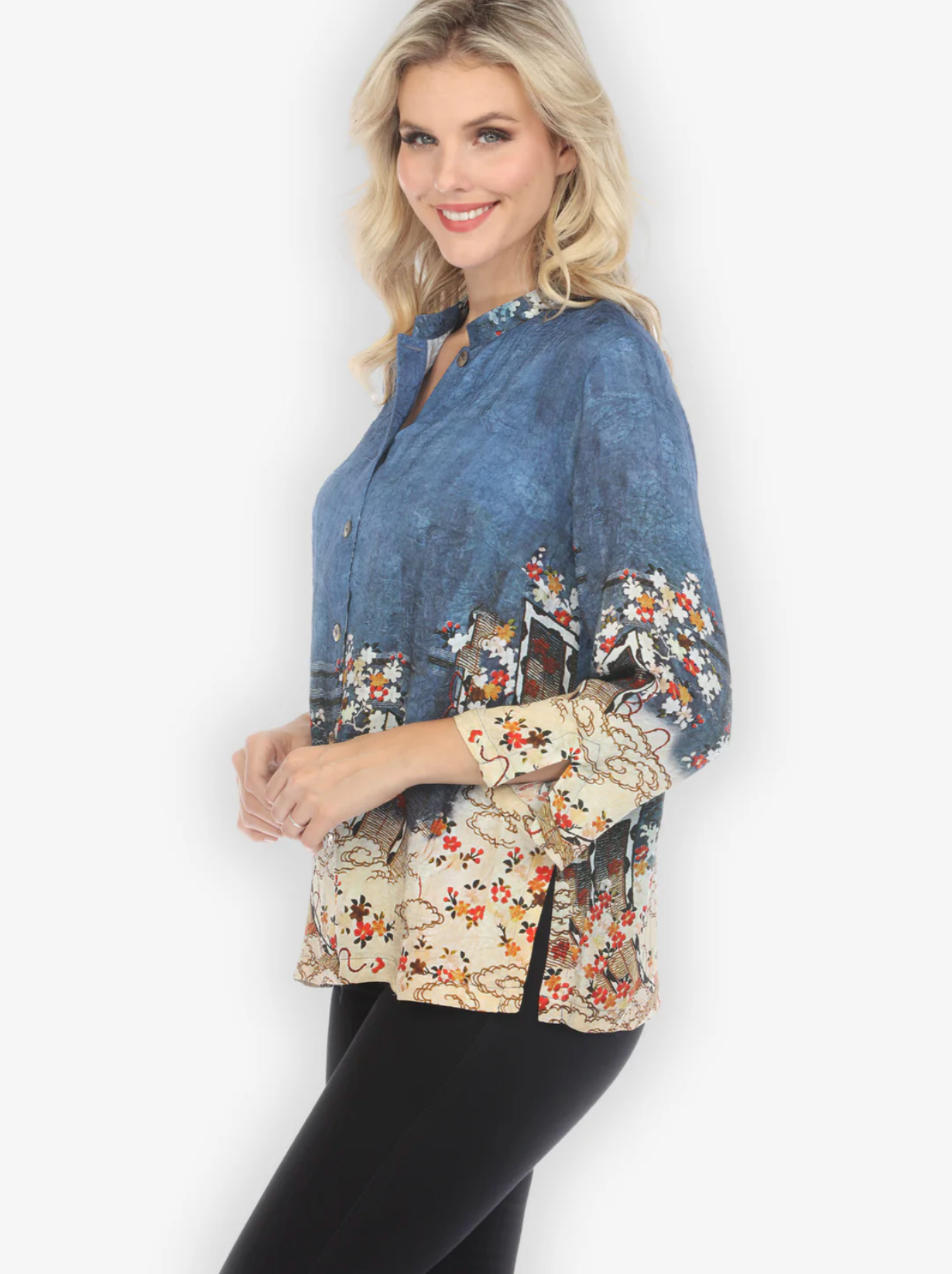 Citron "Ego Art Indigo" Silk Blouse - 1213EAI