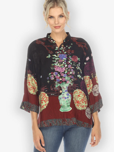 Citron "Landscape Mono Tree Fall" Silk Blouse - 1213LMTF