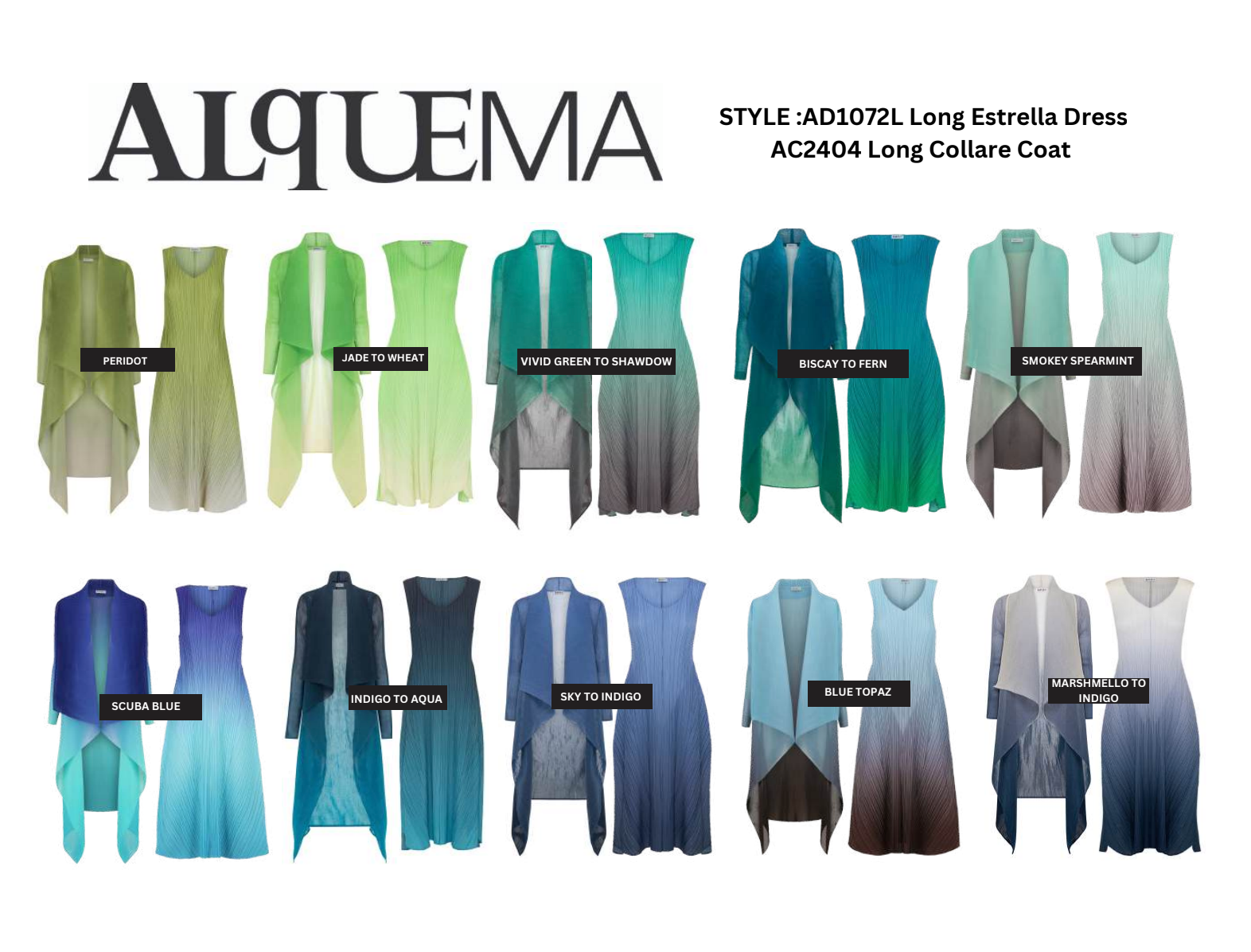 Alquema Long Estrella Dress - INDIGO TO AQUA