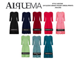 Alquema 3/4 Sleeve Smash Pocket  Dress - AQUA BOWS