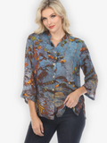 Citron "Flowers Over Water" Silk Blouse - 1213FOW