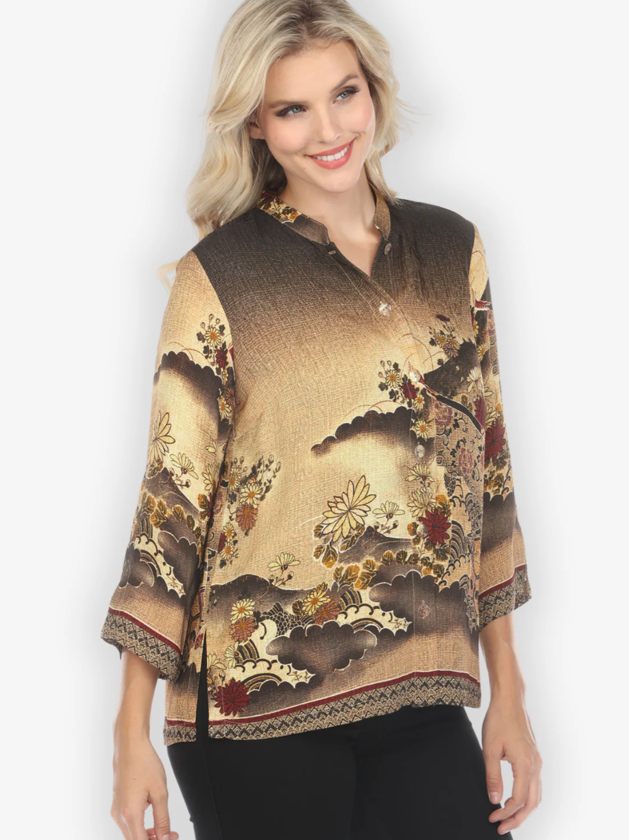 Citron "Magic Organic Beauty Milk Coffee" Silk Blouse - 1213MOBM